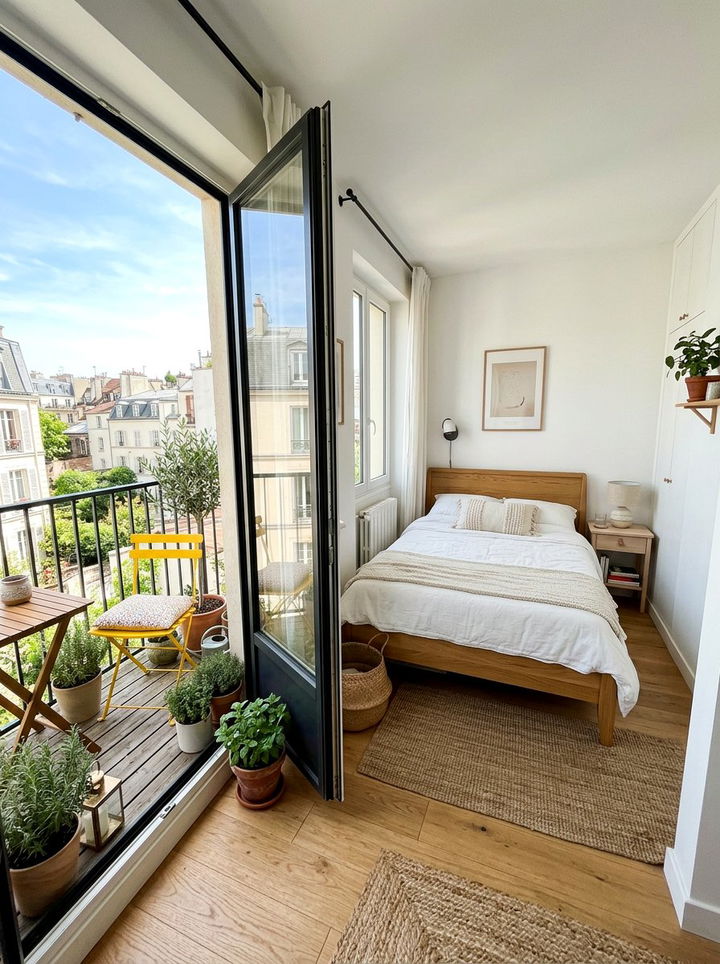 Small Bedroom Layout With Tiny Balcony - 30 bedroom with terrace ideas