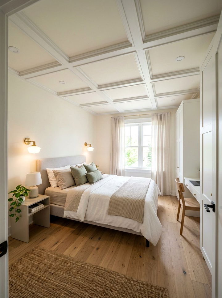Small Bedroom Shallow Coffered Ceiling - 30 bedroom coffered ceiling designs
