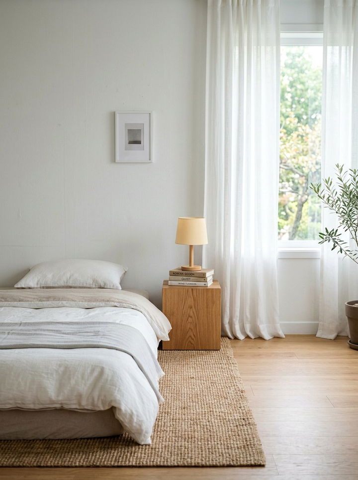 Small Bedside Table - 30 Korean bedroom ideas