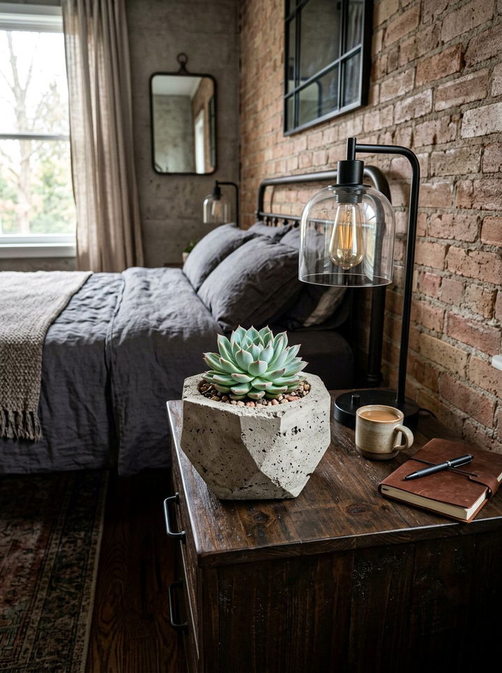 Small Concrete Tabletop Planter - 30 bedroom planters