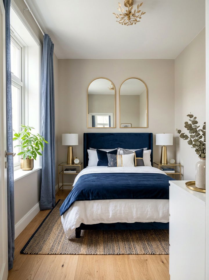 Small Navy And Gold Bedroom Layout - 30 navy and gold bedroom ideas