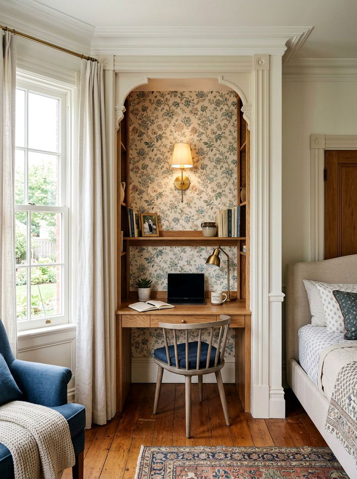 Small Niche Workspace - 30 bedroom home office ideas