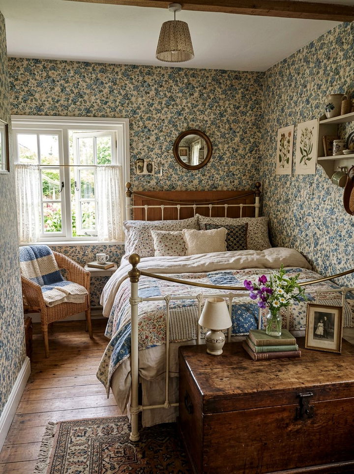 Small Print Floral Wallpaper - 30 bedroom floral wallpapers