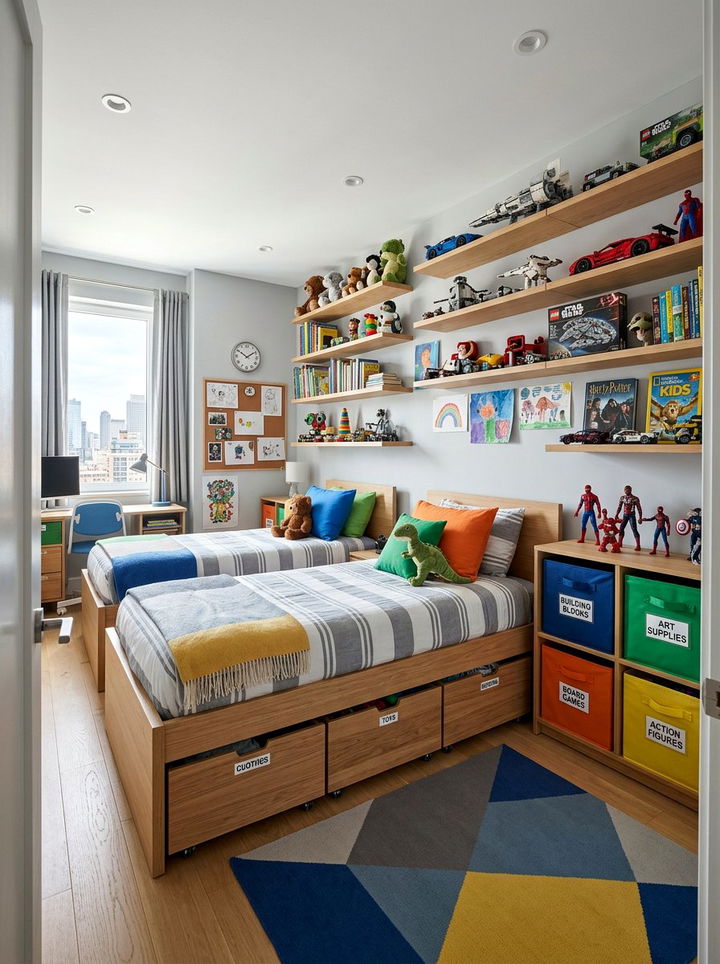 Small Shared Bedroom Storage - 30 boy and girl shared bedroom ideas
