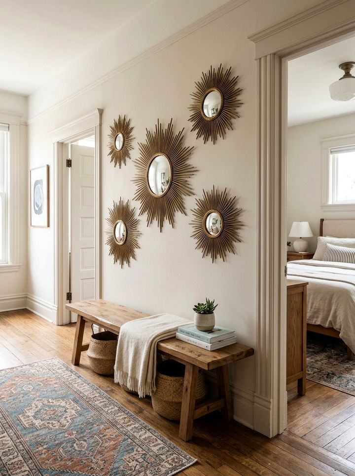 Small Sunburst Mirror Gallery Wall - 30 bedroom sunburst mirrors