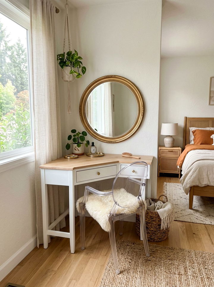 Small White Corner Vanity - 30 bedroom corner vanity ideas
