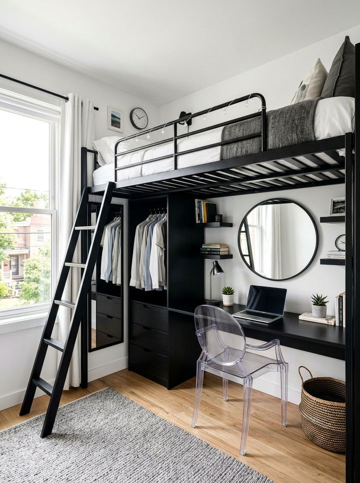 Small bedroom black space saving furniture - 30 bedroom black furniture ideas