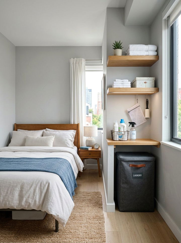 Small bedroom laundry storage - 30 bedroom dirty clothes storage ideas