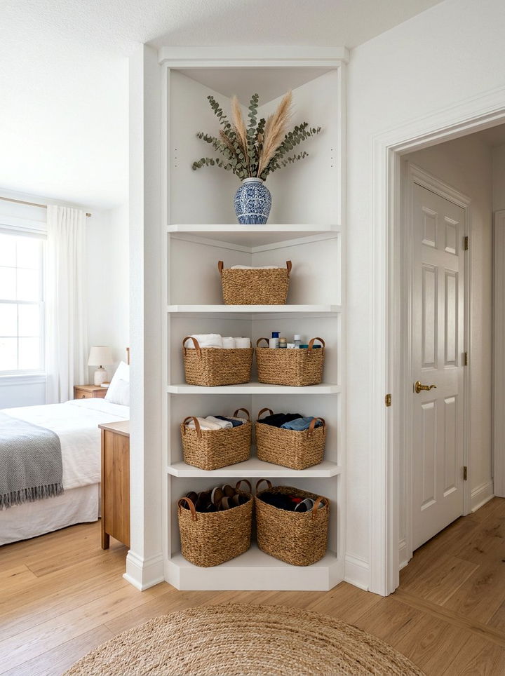Small corner storage - 30 bedroom nook ideas