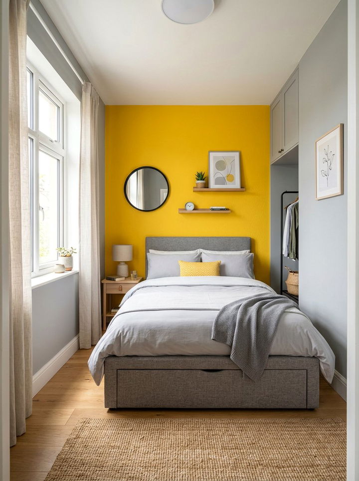 Small gray bedroom yellow accent wall - 30 gray yellow bedroom ideas