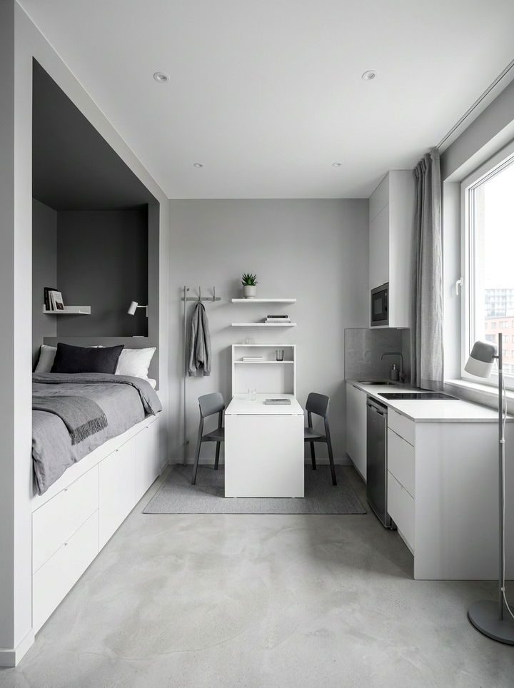 Small grey studio - 30 minimalist grey bedroom ideas