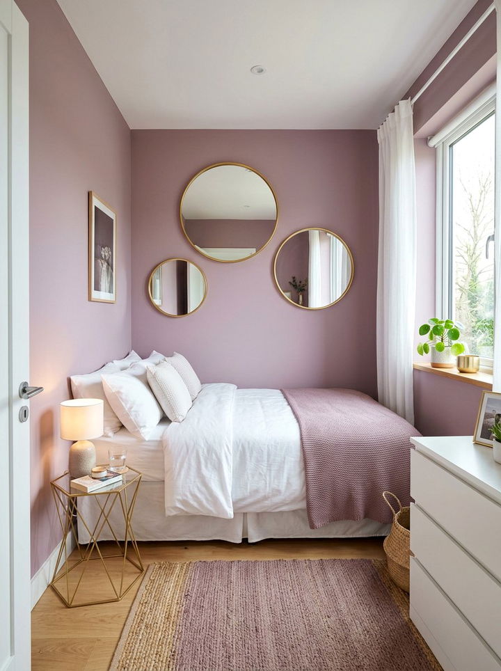 Small mauve bedroom gold mirrors - 30 mauve and gold bedroom ideas