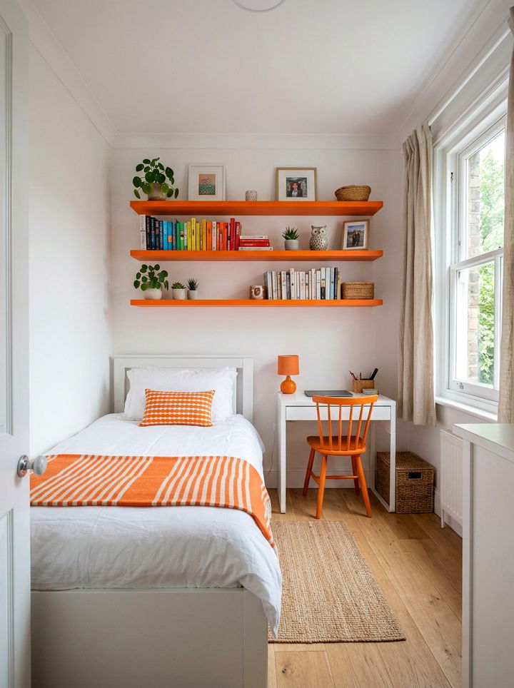 Small orange and white bedroom storage - 30 orange and white bedroom ideas