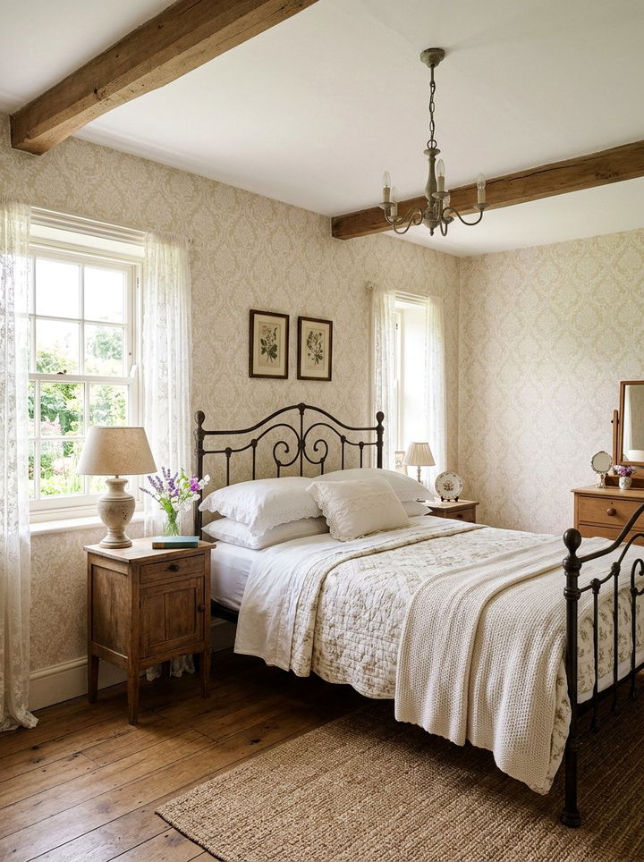 Small print damask wallpaper - 30 bedroom damask wallpapers