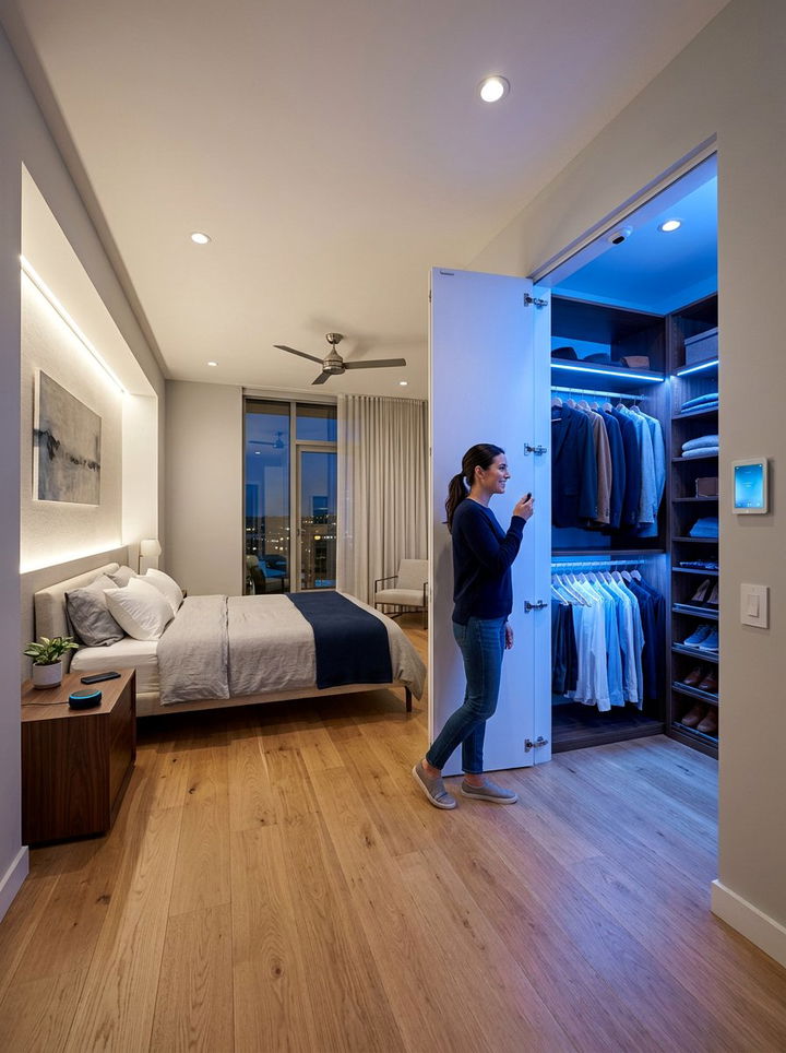 Smart Closet Lighting With Voice Control - 30 bedroom closet lighting ideas