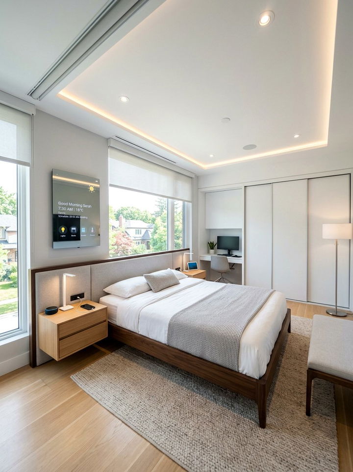 Smart Tech Integrated Bedroom - 30 young adult bedroom ideas