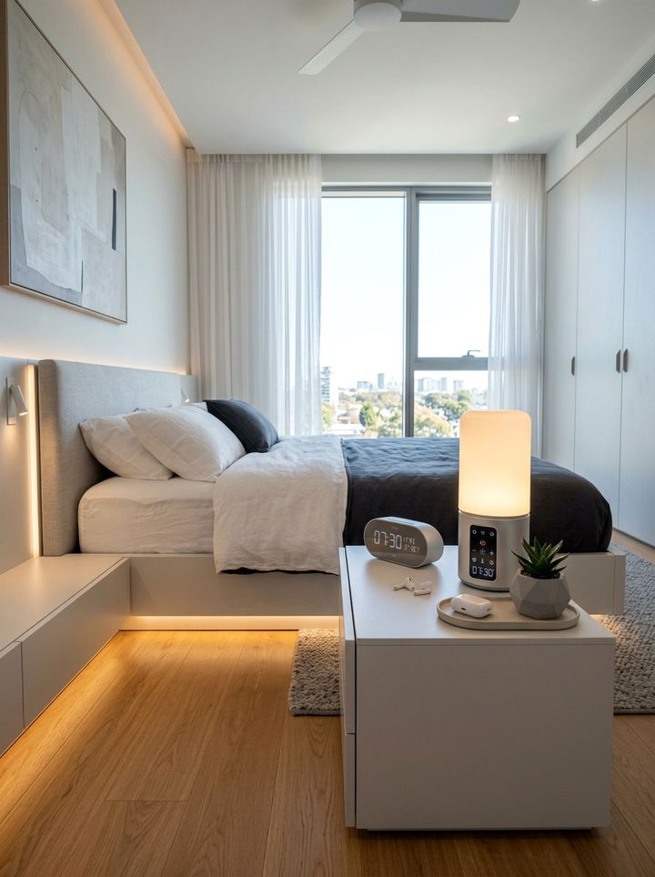 Smart bedside lamp - 30 bedroom dimmer lights ideas