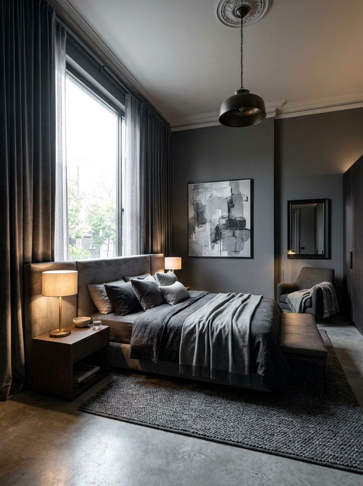 Smoke gray atmospheric bedroom - 30 all gray bedroom ideas