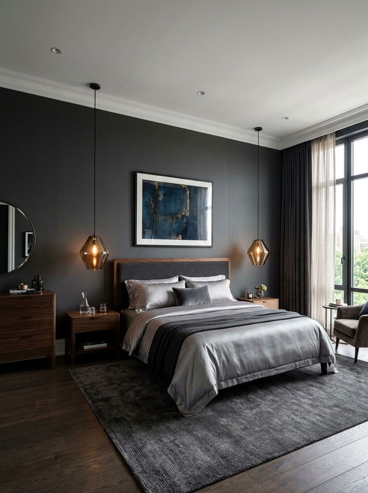 Smoked Glass Pendant - 30 bedroom pendant lighting ideas