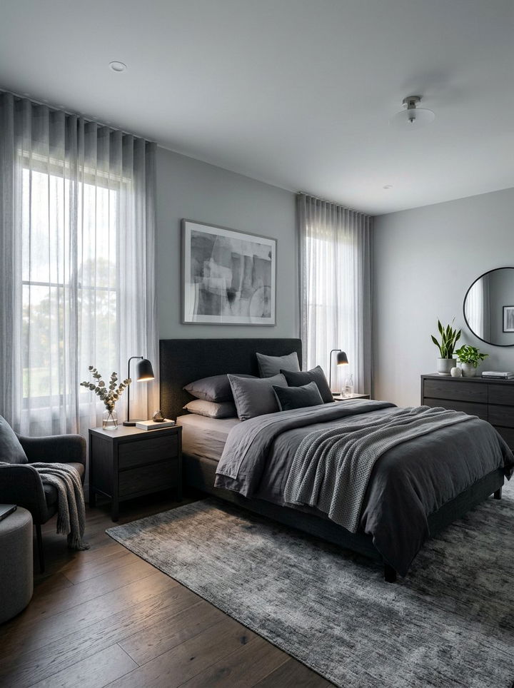 Smoky Gray Bedroom - 30 dark neutral bedroom ideas