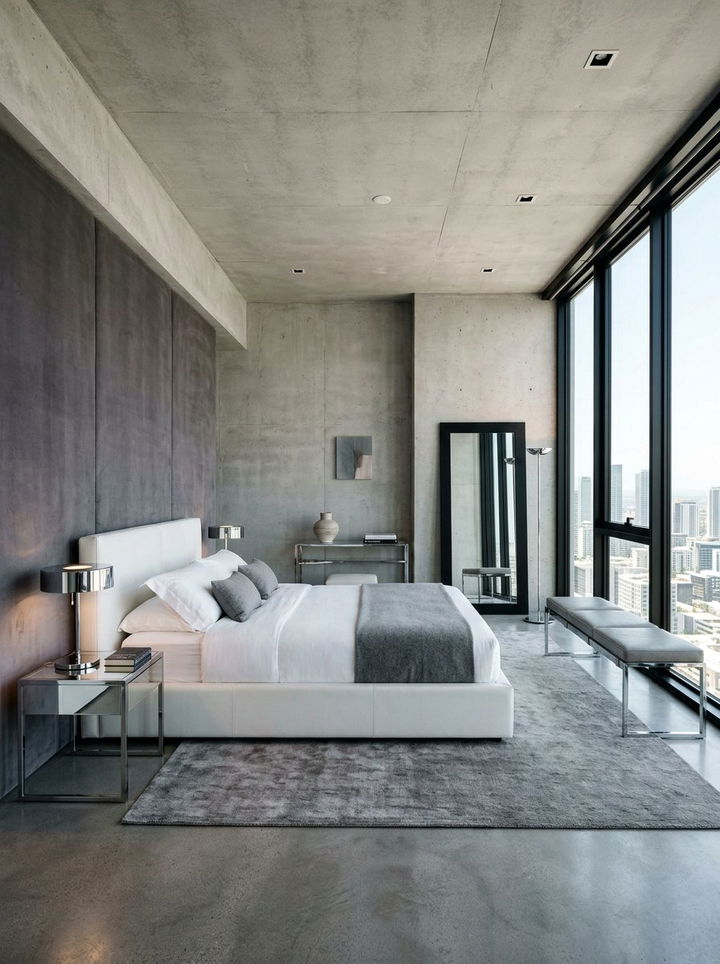 Smooth Finish Concrete Bedroom - 30 concrete wall bedroom ideas