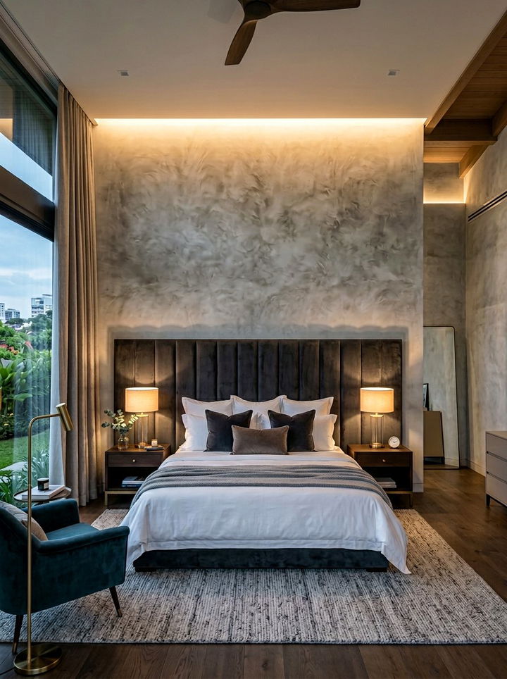 Smooth Plaster Concrete Wall - 30 concrete bedroom ideas