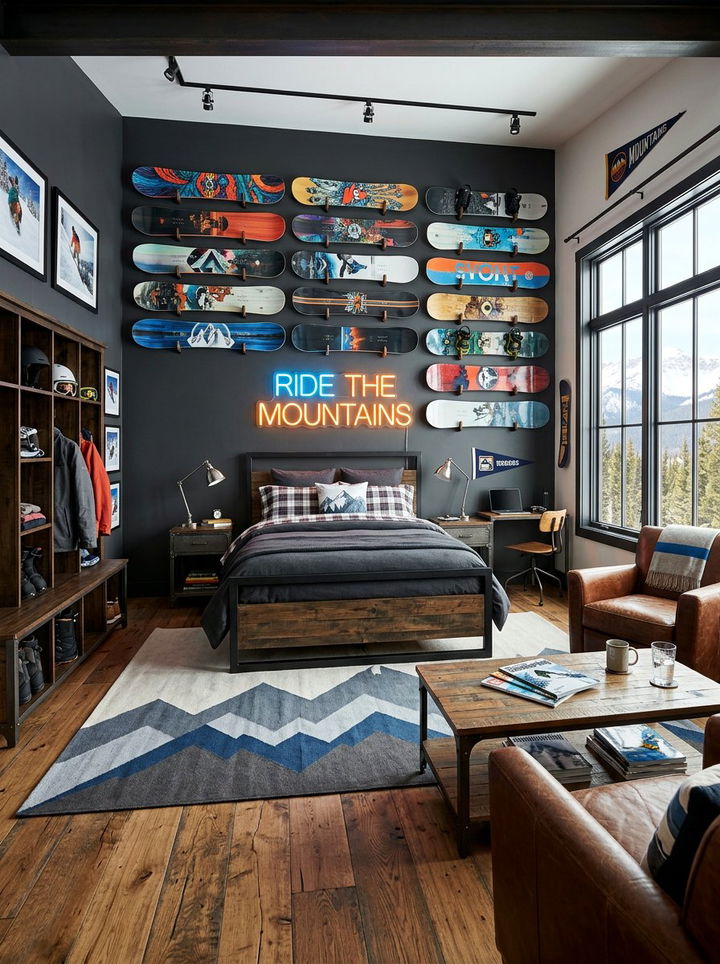 Snowboard bedroom - 30 sports themed bedroom ideas