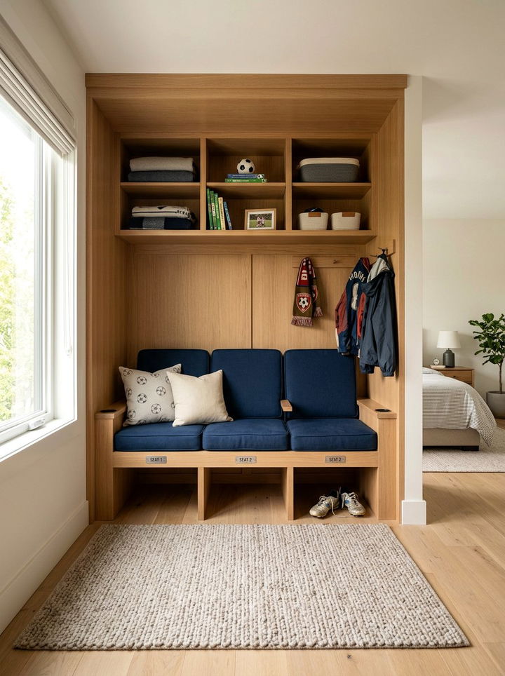 Soccer dugout seating - 30 soccer bedroom ideas