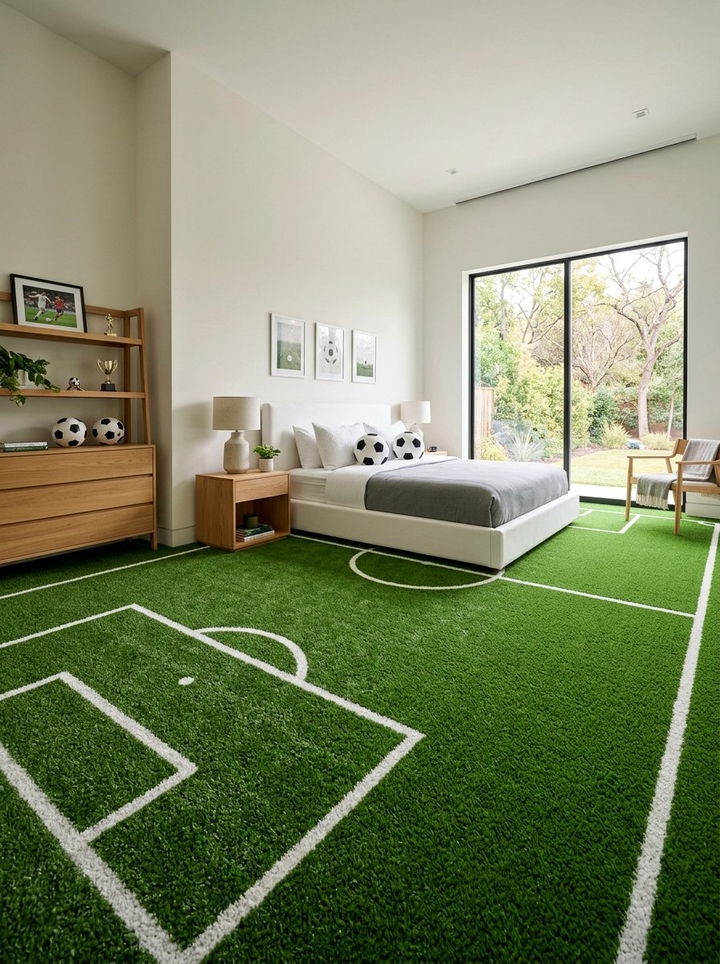 Soccer field carpet - 30 soccer bedroom ideas