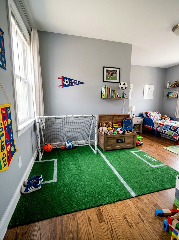 Soccer goal play area - 30 soccer bedroom ideas