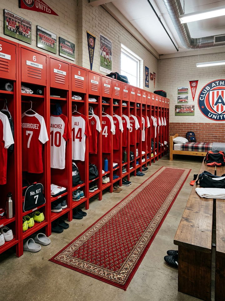 Soccer locker storage - 30 soccer bedroom ideas