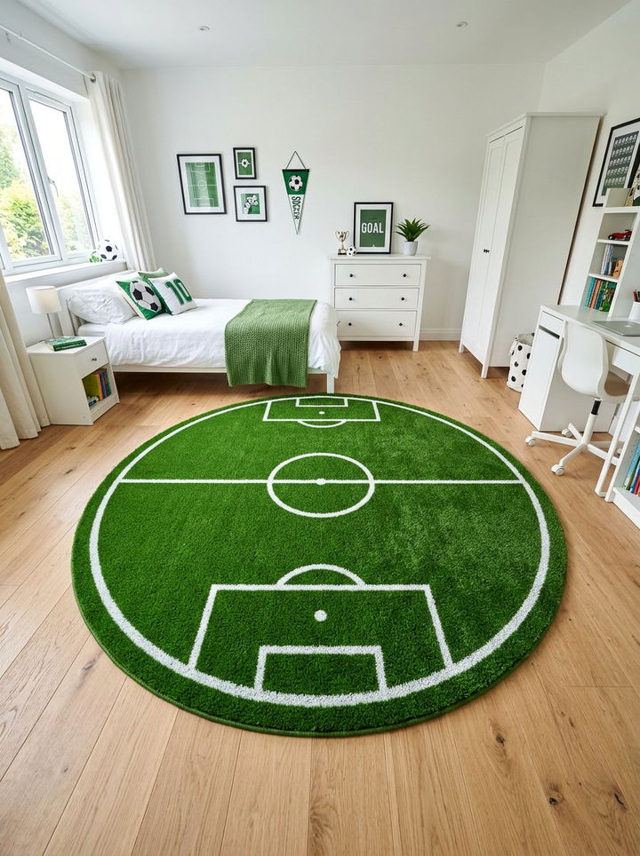 Soccer turf rug - 30 soccer bedroom ideas