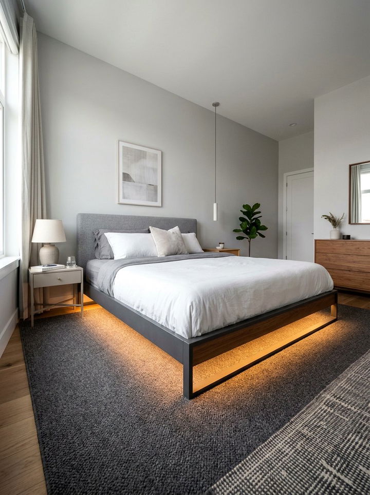 Soft Amber LED Strip Lighting - 30 amber bedroom ideas