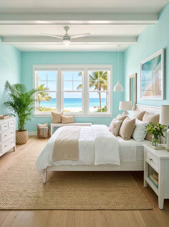 Soft Aqua Bedroom Walls - 30 coastal blue bedroom ideas
