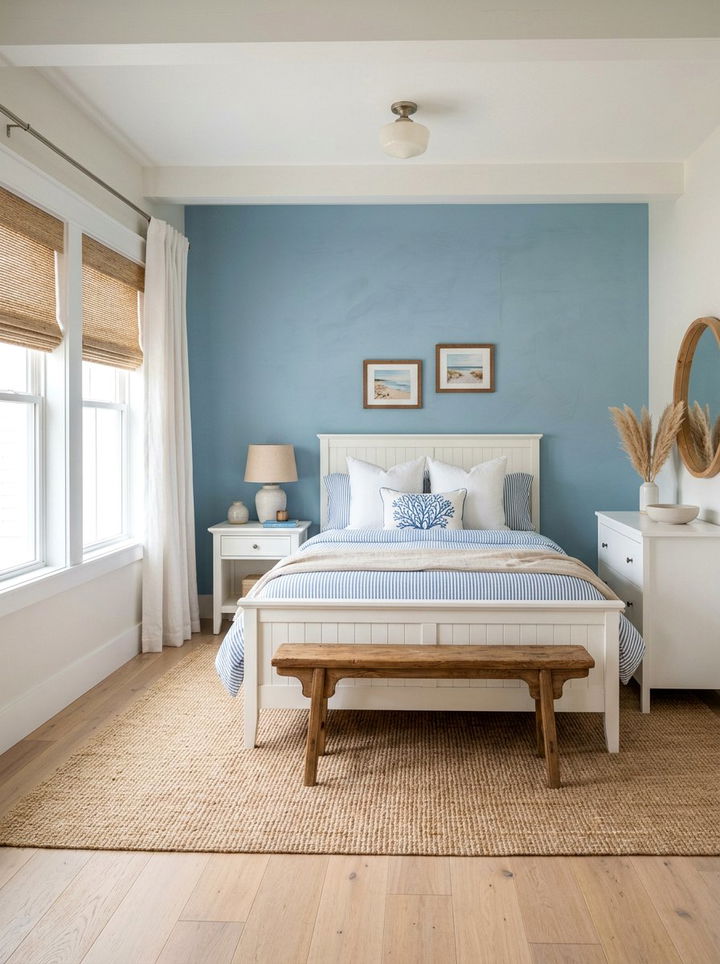 Soft Blue Accent Wall - 30 colorful bedroom accent wall ideas