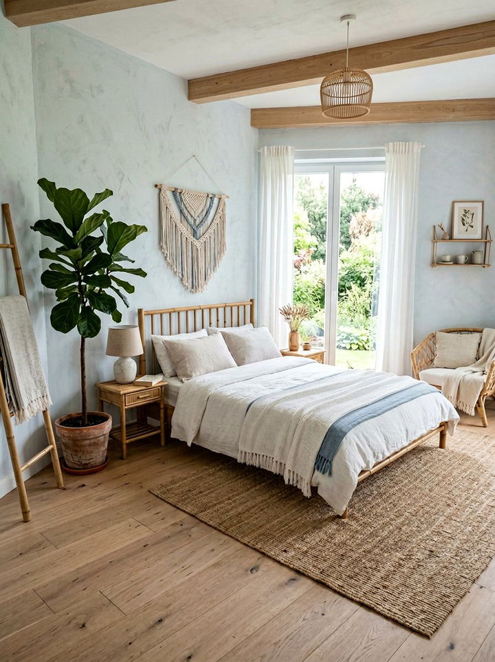 Soft Blue Bohemian Sanctuary - 30 bohemian blue bedroom ideas