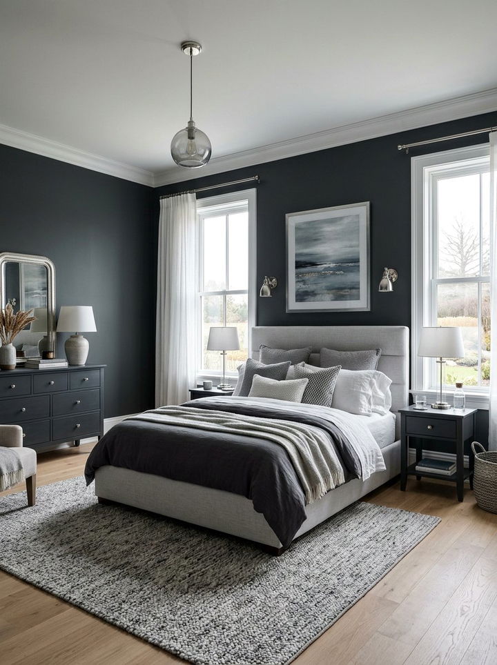Soft Charcoal Coastal Bedroom - 30 coastal grey bedroom ideas