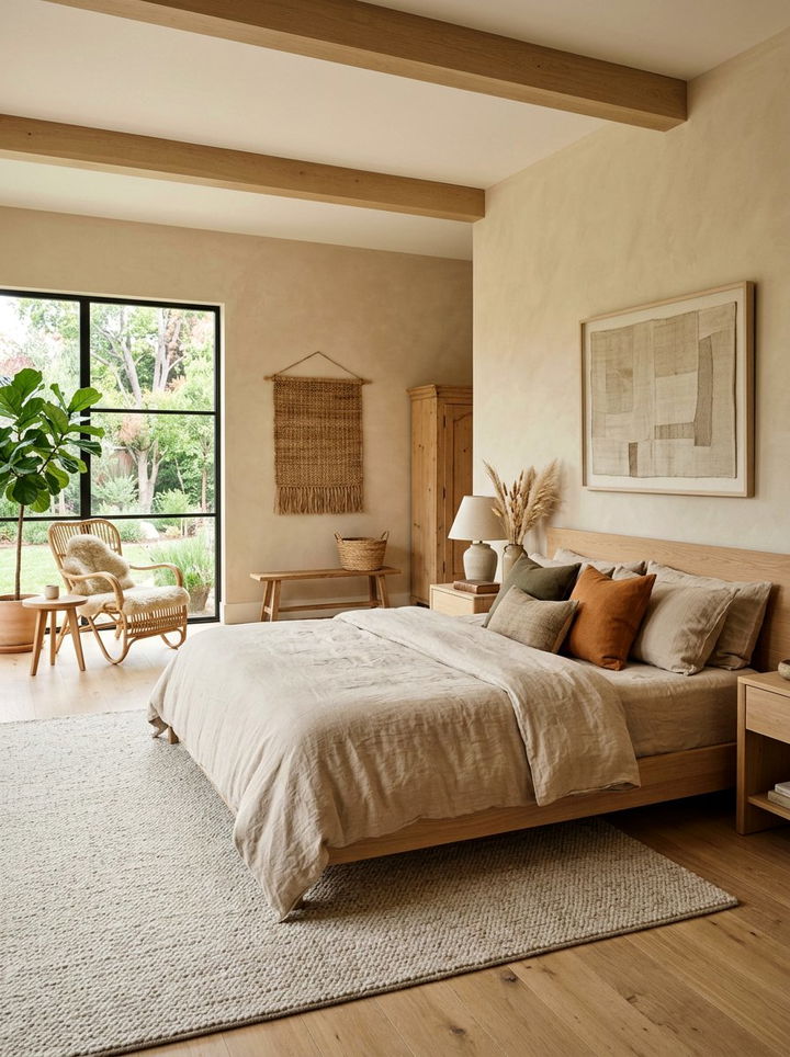 Soft Earthy Tones - 30 bedroom bed styling ideas