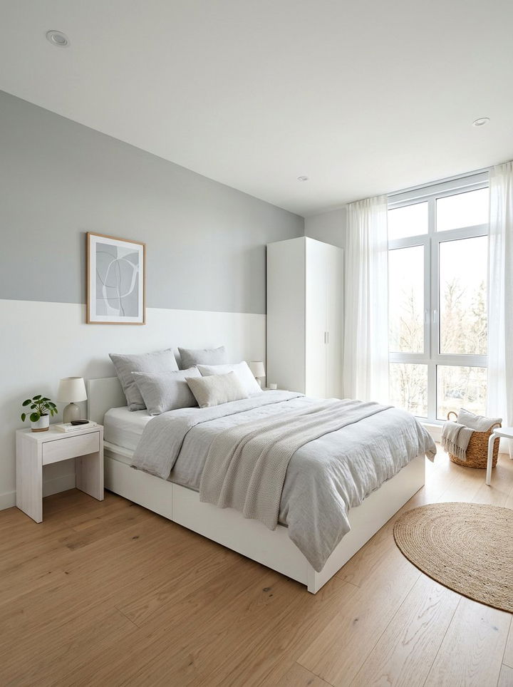 Soft Gray And White Wall - 30 bedroom two tone walls