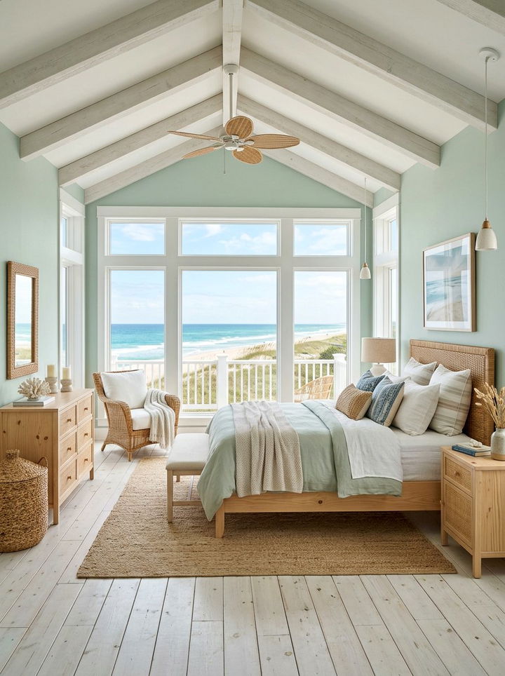 Soft Green Coastal Bedroom - 30 pastel green bedroom ideas