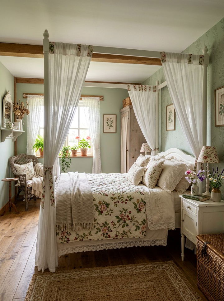 Soft Green Cottagecore - 30 light green bedroom ideas