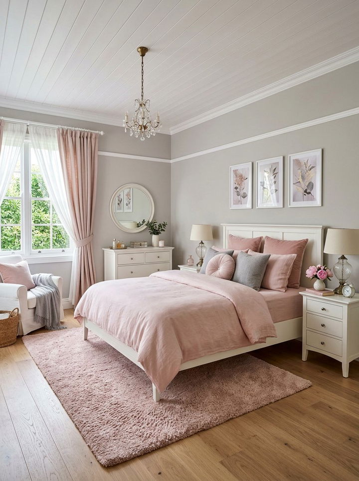 Soft Grey And Blush Pink Bedroom - 30 grey bedroom decor ideas