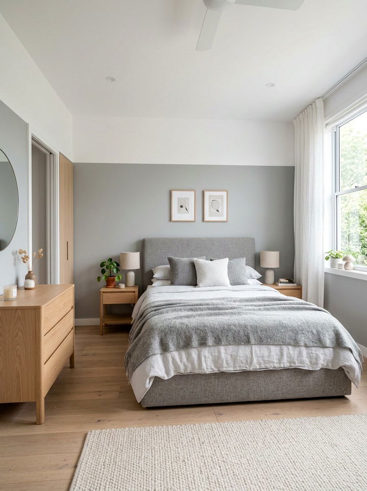 Soft Grey Half Painted Wall - 30 bedroom half painted walls