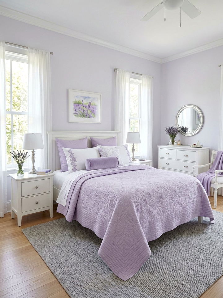 Soft Lavender Cotton Quilt - 30 bedroom bedding ideas