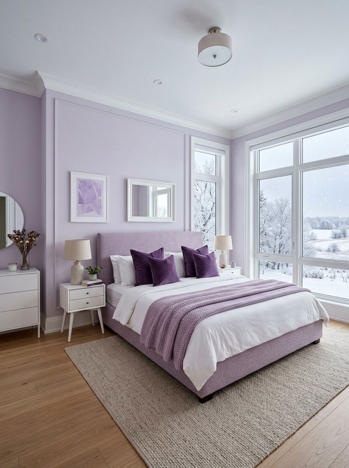 Soft Lilac Bedroom - 30 winter inspired bedroom color ideas