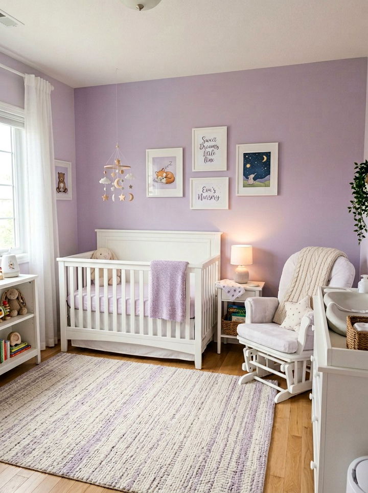 Soft Lilac Nursery Room - 30 purple and white bedroom ideas