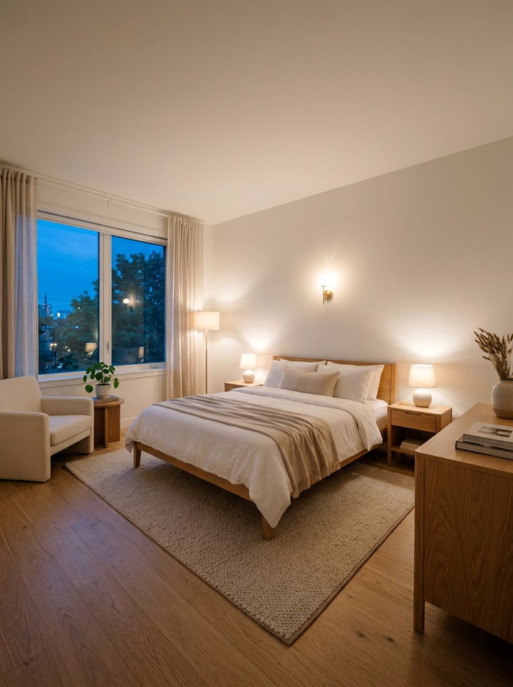 Soft Mood Lighting - 30 Scandinavian minimalist bedroom ideas