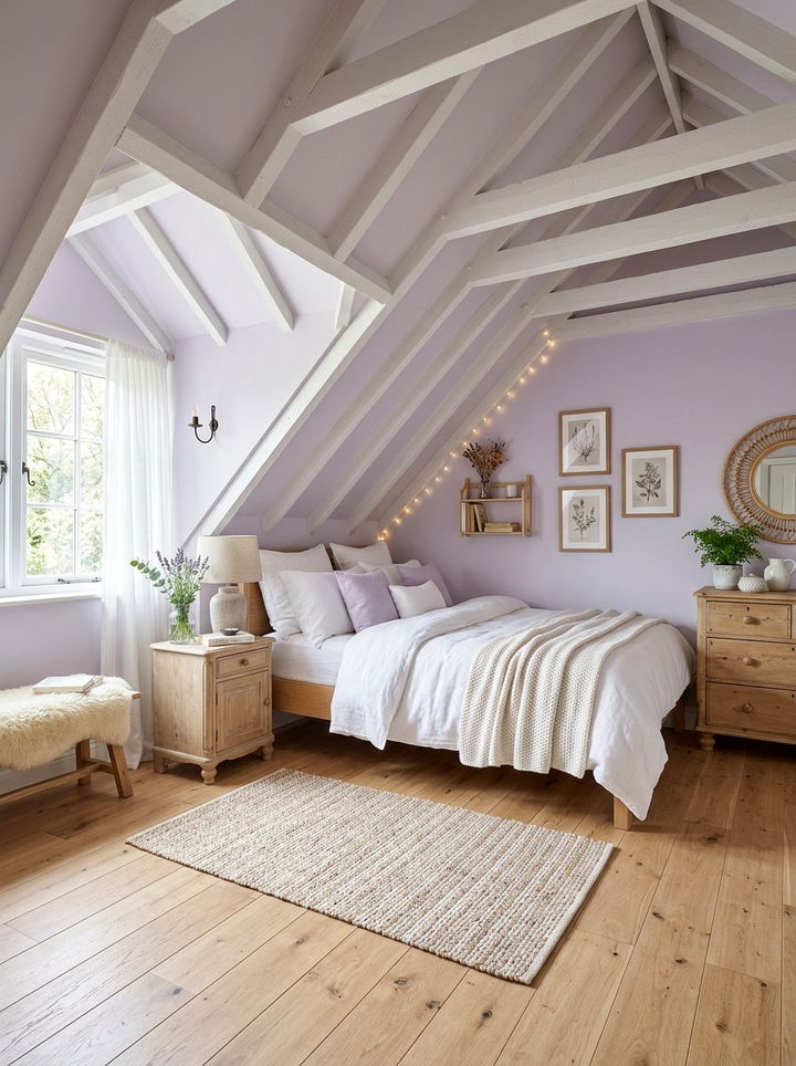 Soft Pastel Attic Room - 30 sloped ceiling bedroom ideas