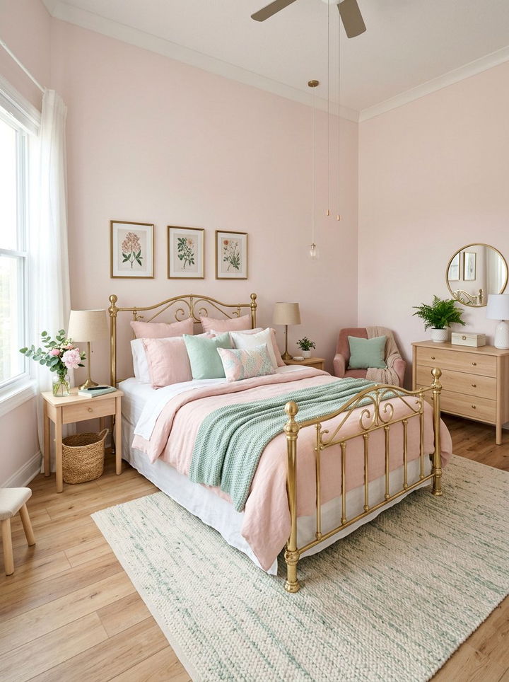 Soft Pastel Brass Bed - 30 bedroom brass beds