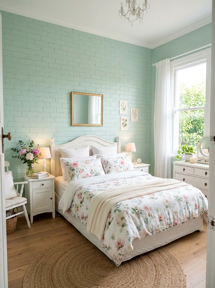 Soft Pastel Brick - 30 exposed brick bedroom ideas